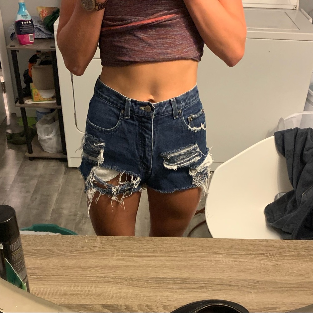 Handmade high waisted destroyed jean shorts!